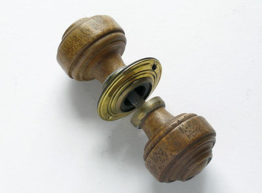 Oak "Highland"Door Knob set, with brass backplates