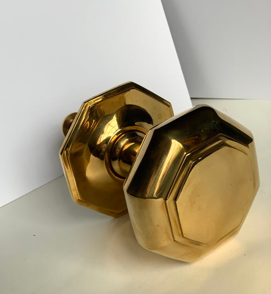 Large Octagonal Brass Centre Pull, 105mm wide.