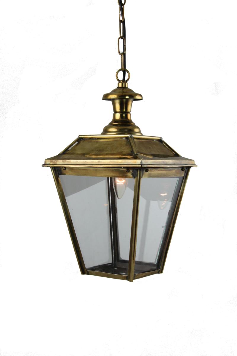 Distressed Brass Hanging Lantern  25 cm wide