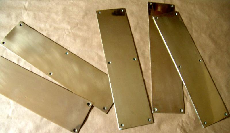 Plain Brass Fingerplates, 12"x 3", Reclaimed and Repolished