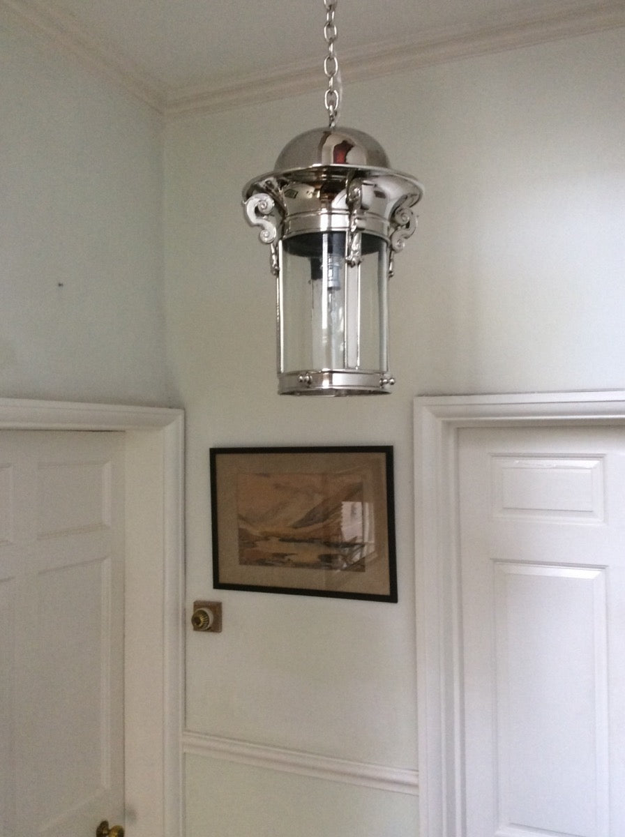 Large Edwardian style lantern, Polished Nickel