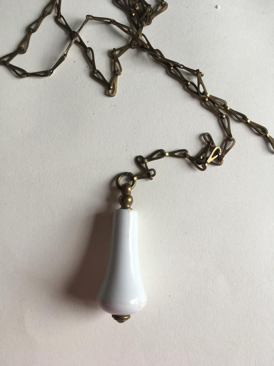 High Level Cistern Pull, white porcelain