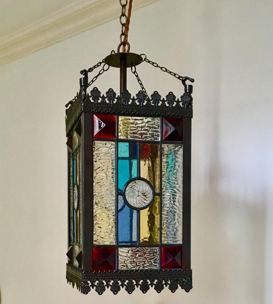 Stained Glass Hall Lantern, Version 2
