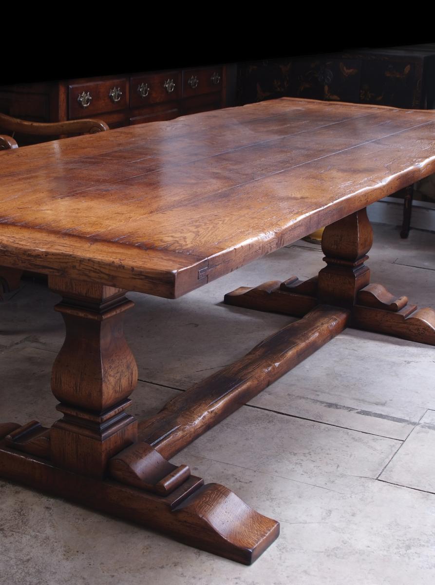 Squared Pedestal Oak Refectory Table