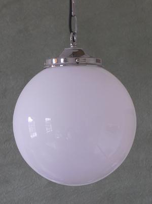 Opal Glass Globe Chrome Ceiling Pendant, 250mm