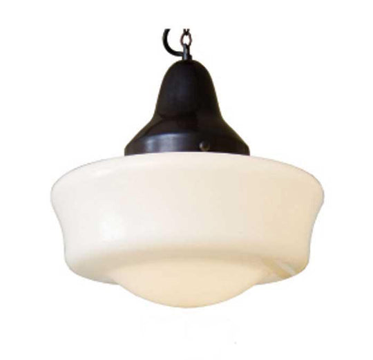 "Utility" Pendant, with deco gallery, antique bronze