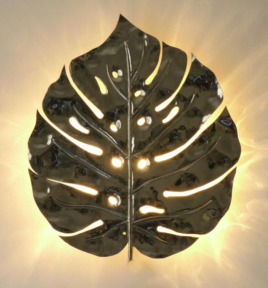 SALE 56cm Nickel Monstera Leaf, Electrified