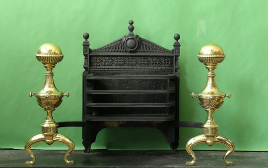 Cast Iron Firegrate with Brass "Dogs" Supports