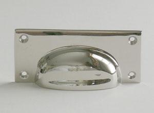 4" Rectangular Heavy Polished Nickel Cupboard Drawer Pull