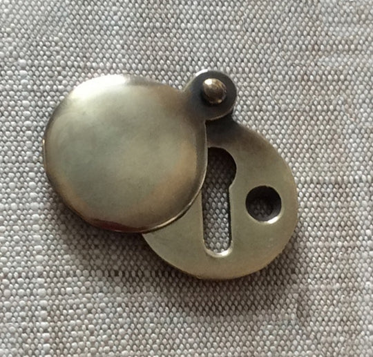 Round Plain Aged Brass Covered Escutcheon, Keyhole Cover