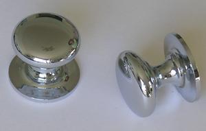 Chrome Cupboard Knob with Backplate, 1.25" (32mm) diameter