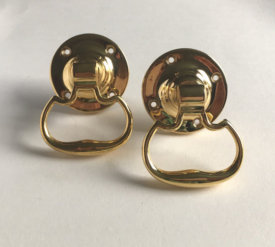 Plain Dutch Drop Handles for Mortice Latch, Brass. 60mm PAIR