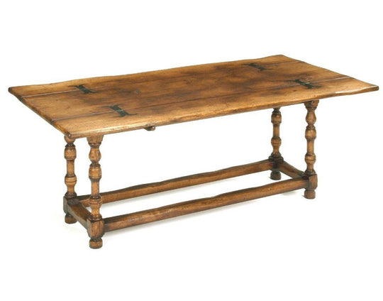 Folding table with handmade hinges