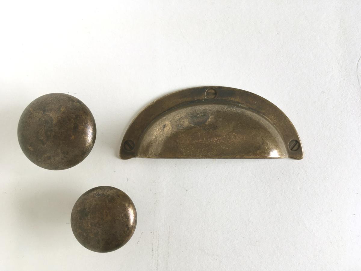 Aged Brass "Button" Cupboard Knob, 30mm