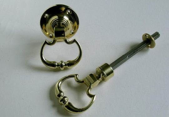 Knopped Dutch Drop Handles for Rim Latch, Brass 60mm