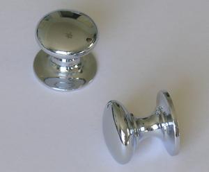 Polished Chrome Cupboard Knob with Backplate , 1." (25mm)