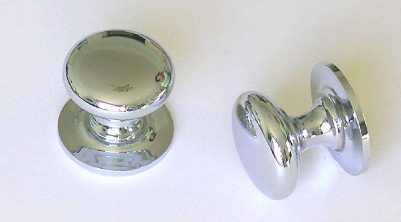 Polished Nickel Cupboard Knob with Backplate, 1.25" (32mm) Diameter