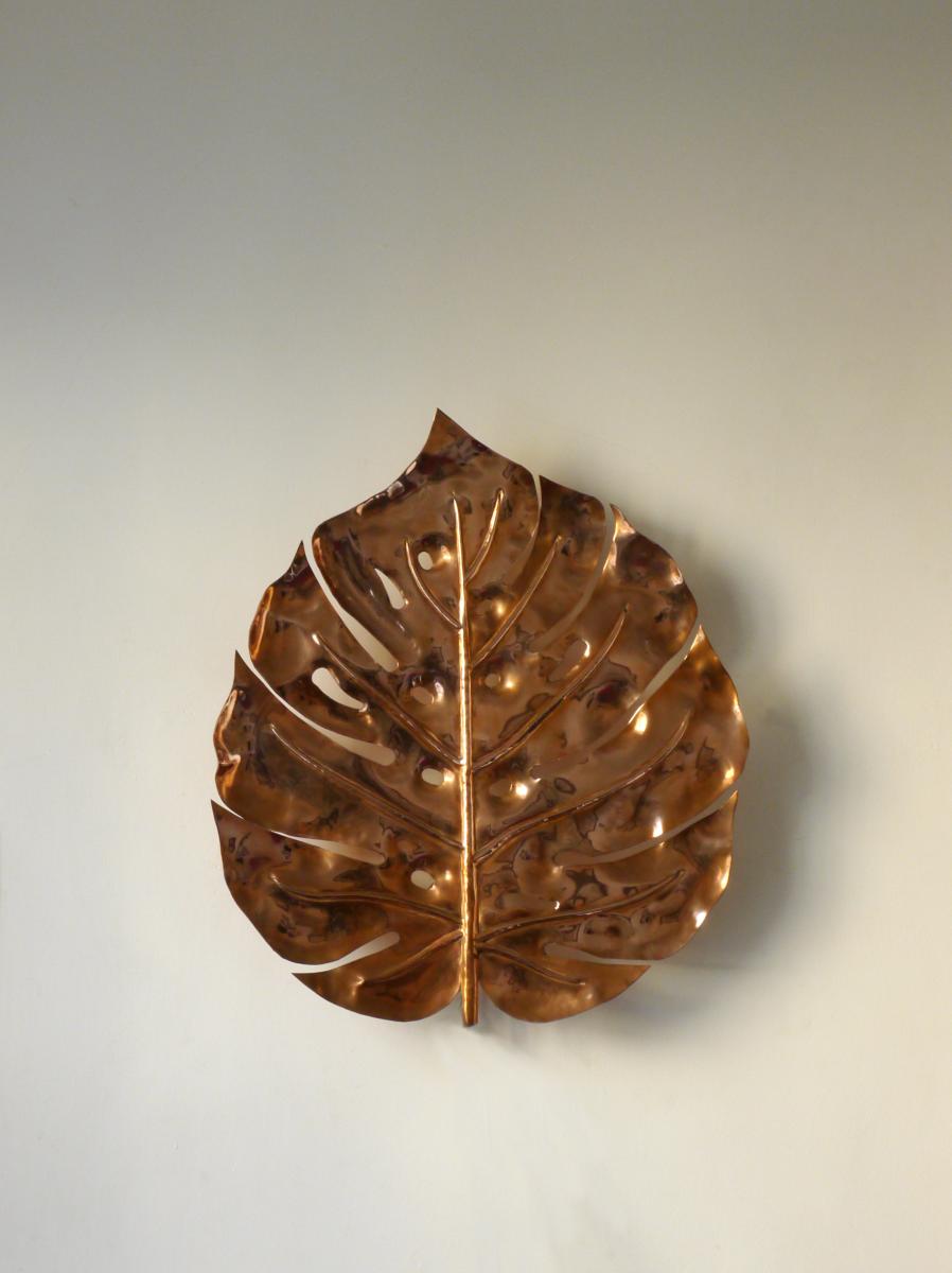 56cm Copper Monstera Leaf, Electrified
