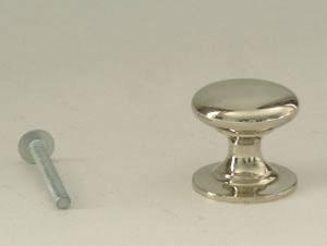 Polished Nickel Cupboard Knob with Backplate, 1" (25mm) diameter