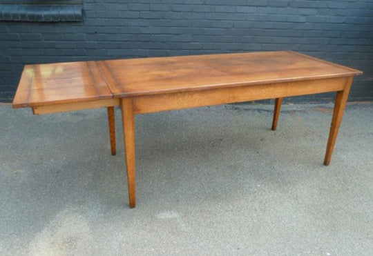 French Farmhouse Style Oak table with self storing extension and drawer